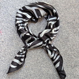 Zebra Print Neck Tie Scarf Black & White , Winter Animal Print Square Scarf, Sof