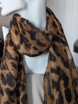 Leopard Print Scarf Brown , Light Animal Print Scarf,  Light Soft Scarf, Women's