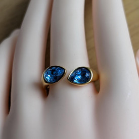 Blue Sapphire Gold Ring For Women, Adjustable Open Band, Lab Created UK