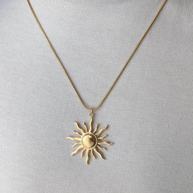 Sun Pendant Necklace Gold Plated, Celestial Necklace, Extender Adjustable 40-45c