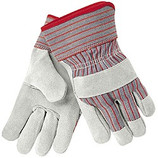 MEMPHIS LEATHER PALM GLOVE RED/GRAY STRIPE FABRIC BACK 1200S