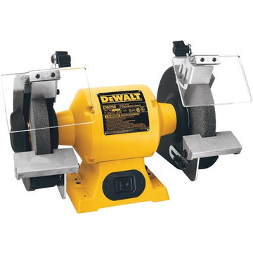 The heavy duty DEWALT DW758 8-inch bench grinder is ideal for all grinding operations, including sharpening tools, deburring, rust removal, shaping parts and cleaning objects. It's powered by a 3/4 horsepower induction motor that runs at 3,600 RPM for easy and reliable high speed material removal.