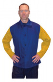 TILLMAN 30" MED FIRE RETARDANT ROYAL BLUE WELDING JACKET WITH LEATHER SLEEVES 9230-M