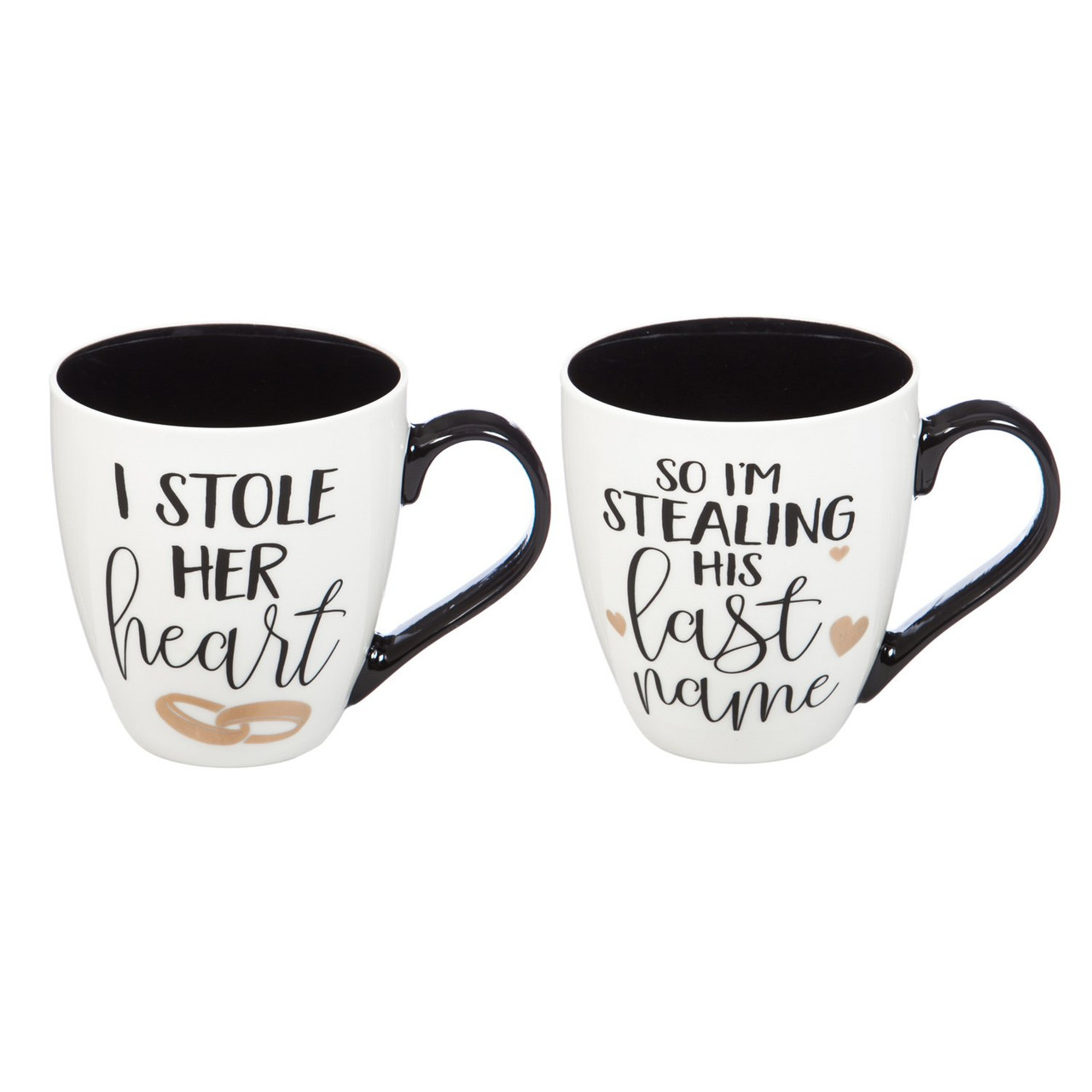 18 ounces Evergreen Enterprises Inc. Cypress Home I Stole Her Heart & Im Stealing His Last Name Wedding Coffee Cup Gift Set of 2 Oversized Mugs 