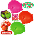 Schylling NeeDoh Cool Cats The Groovy Glob! Squishy, Squeezy, Stretchy Stress Balls Green, Orange & Pink Complete Gift Set Party Bundle - 3 Pack