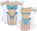 Bikini Coverup T-Shirt #75 - Teal Flowers Regular Size