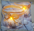 LED Lighted Flickering Seashell Beach Candles Pillow 17"X17"