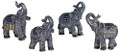 StealStreet SS-G-88049 Black Thai Elephant with Trunk Raised Set of 4 Figurines Statues Decor