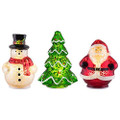 Mr. Christmas 20032 Mini Mercury Glass Figurines, Set of 3-Santa/Tree/Snowman Holiday Decorations, One Size, Multi