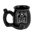 Fashion Craft Sip Puff Pass Black Novelty Mug with White Letters