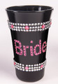 Bride Shot Glass W/Pink Stones - Black