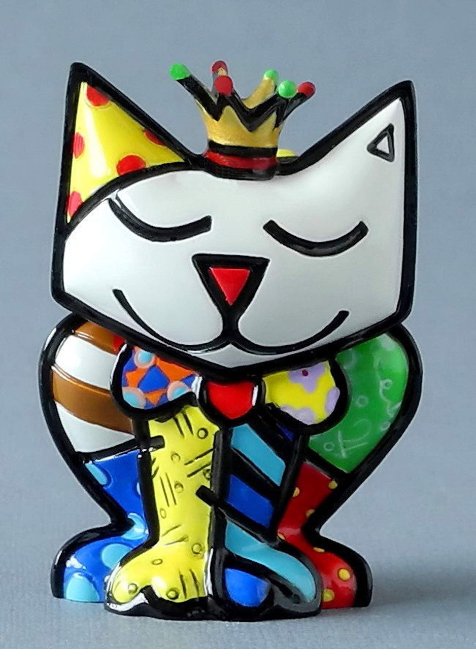 Romero Britto Giftcraft Mini Princess Cat, Ceramic, Multi