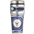 Great American Products Military Navy Travel Tumbler 16 oz Metallic Wrap & Metal Logo