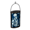Evergreen Garden Beautiful Summer Blue and White Flowers Painted Solar Lantern - 6 x 4 x 9 Inches Fade and Weather Resistant Outdoor Decoration for Homes, Yards and Gardens