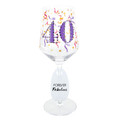 Pavilion Gift Company Number 40 Forever Fabulous-17 Oz Stemmed Birthday Wine Glass with Bejeweled Number & Confetti Pattern with Gift Box, 17oz, Pink