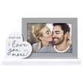 Malden International Designs 4x6 Every Day I Love You More Picture Frame Gray MDF Wood Frame Routed White MDF Wood Base White MDF Wood Heart Attachment With Screenprinted And Silver Foil Text