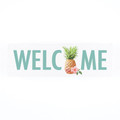 Welcome Pineapple Nautical White 7.25 x 2.25 Pine Wood Tabletop Plan Sign