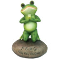 Inspirational Cute Praying Frog On Rock Statue By DWK | Novelty Collectible Frog Figurine