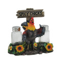DWK Rooster Novelty Spice Holder Figurine with Refillable Glass Salt and Pepper Shakers | 3 Piece Set Rooster Gifts | Farmhouse Salt Pepper Shakers - 6.5"