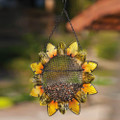 Evergreen Garden Sunflower Metal and Glass Hanging Mesh Bird Feeder - 12.5âW x 3" D x 17" H