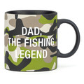 About Face Designs Dad, The Fishing Legend Green Camo on Black 20 oz. Ceramic Mug