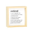 About Face Designs Retired Definition Black White 4 x 4 x 1.25 Wood Decorative Tabletop Plaque Sign Framed Art