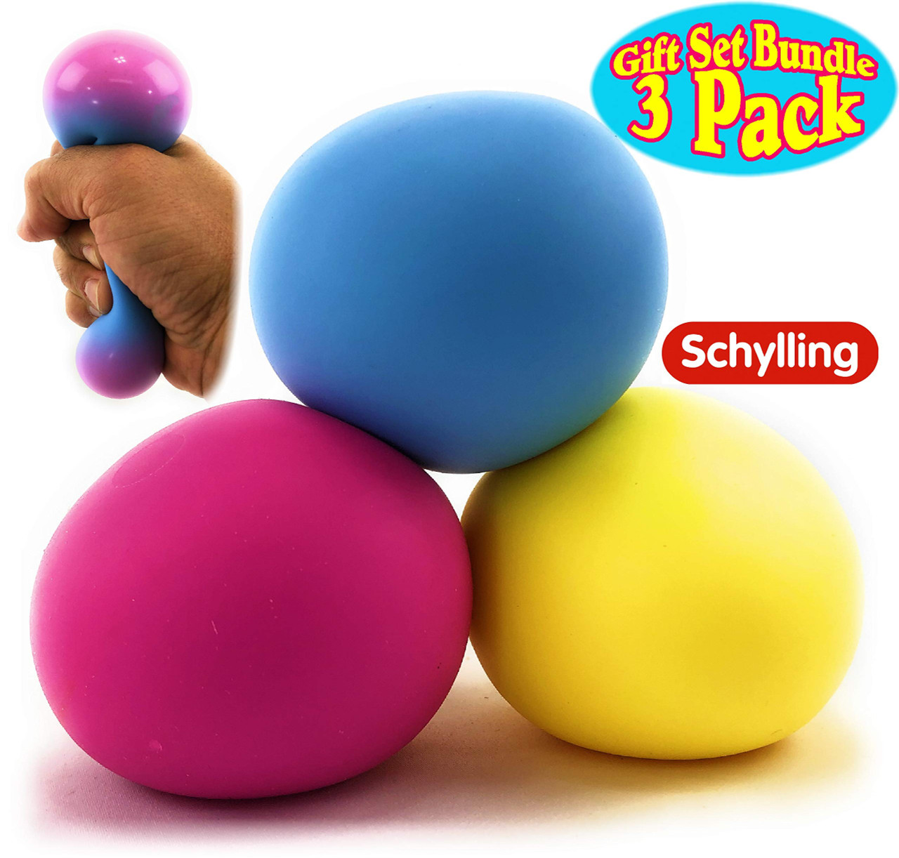 Nee-Doh Schylling Crystal Squeeze Groovy Glob! Squishy, Squeezy, Stretchy  Stress Balls Blue, Pink & Purple Complete Gift Set Party Bundle - 3 Pack