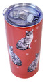 Tabby Cat SERENGETI 16 Oz. Stainless Steel, Vacuum Insulated Tumbler with Spill Proof Lid - 3D Print - Insulated Travel mug for Hot or Cold Drinks (Tabby Silver Cat Tumbler)