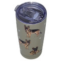 German Shepherd SERENGETI 16 Oz. Stainless Steel, Vacuum Insulated Tumbler with Spill Proof Lid - 3D Print - Insulated Travel mug for Hot or Cold Drinks (German Shepherd Tumbler)