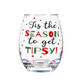 Cypress Home Stemless Wine Glass w/box, 17 OZ, Tis the Season to get Tipsy