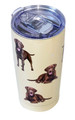 Chocolate Labrador SERENGETI 16 Oz. Stainless Steel, Vacuum Insulated Tumbler with Spill Proof Lid - 3D Print - Insulated Travel mug for Hot or Cold Drinks (Labrador Chocolate Tumbler)