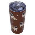Pug SERENGETI 16 Oz. Stainless Steel, Vacuum Insulated Tumbler with Spill Proof Lid - 3D Print - Insulated Travel mug for Hot or Cold Drinks (Pug Tumbler)