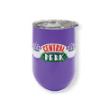 Spoontiques - Friends Central Perk - Insulated Wine Tumbler with Lid - Double Wall Stainless Steel Stemless Wine Glass - 16oz