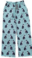 Unisex Cat Lounge Pants, Green Pajama Bottoms with Black and White Tuxedo Cat and Paw Prints
