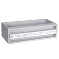 Malden International Designs Bathroom Storage Box Spin Quotes 1 Compartment MDF Wood Gray