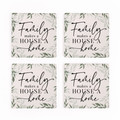 Family House Home Classic White 4 x 4 Absorbent Ceramic Coasters Pack of 4