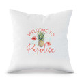 Welcome to Paradise Nautical White 18 x 18 Cotton Polyester Blend Throw Pillow