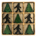 Tic Tac Toe 10 Wood Pieces Plus Board Game Pine Trees and Bigfoot