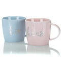 His and Hers Blue and Pink 14 ounce Porcelain Ceramic Coffee Mug Set of 2 (10-04820-020)