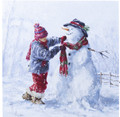 Oak Street Wholesale "Boy with Snowman " LED Lighted Canvas #547 12" x 12"
