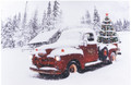 Oak Street Wholesale "Red Truck in Snow" LED Lighted Canvas #474 24" x 16"