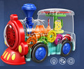 Electric Gear Train Toys, Transparent Gear Car Toy with Light Music