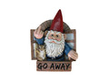 DWK Go Away Gnome Middle Finger Wall Hanging Sign Decoration | Outdoor Wall Hanging Decor and Outdoor Garden Wall Decor | Naughty Garden Gnome Porch Decoration - 8.5"