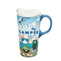 Cypress Home Ceramic Travel Cup, 17 OZ. ,w/box, Happy Camper