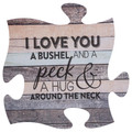 P. Graham Dunn I Love You a Bushel and a Peck Wood Look 12 x 12 inch Wood Puzzle Piece Wall Sign Plaque
