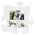 P. Graham Dunn You and Me Wedding Whitewashed 12 x 12 Wood Puzzle Piece Wall Photo Frame