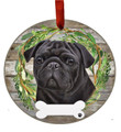 E&S Imports Black Pug Ornament - E&S Pets - DIY Personalizable - Dog Gifts - Ceramic Round Ornament with Glazed Finish - X-mas Decoration - Christmas Ornaments Craft Gifts - Ornaments for Pet Lovers