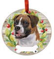 E&S Imports Boxer Ornament - E&S Pets - DIY Personalizable - Dog Gifts - Ceramic Round Ornament with Glazed Finish - X-mas Decoration - Christmas Ornaments Craft Gifts - Ornaments for Pet Lovers