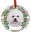E&S Imports Bichon Frise Ornament - E&S Pets DIY Personalizable Dog Gifts Ceramic Round with Glazed Finish X-mas Decoration Christmas Ornaments Craft for Pet Lovers