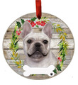 E&S Imports French Bulldog Ornament - E&S Pets - DIY Personalizable - Dog Gifts - Ceramic Round Ornament Glazed Finish - X-mas Decoration - Christmas Ornaments Craft Gifts - Ornaments for Pet Lovers